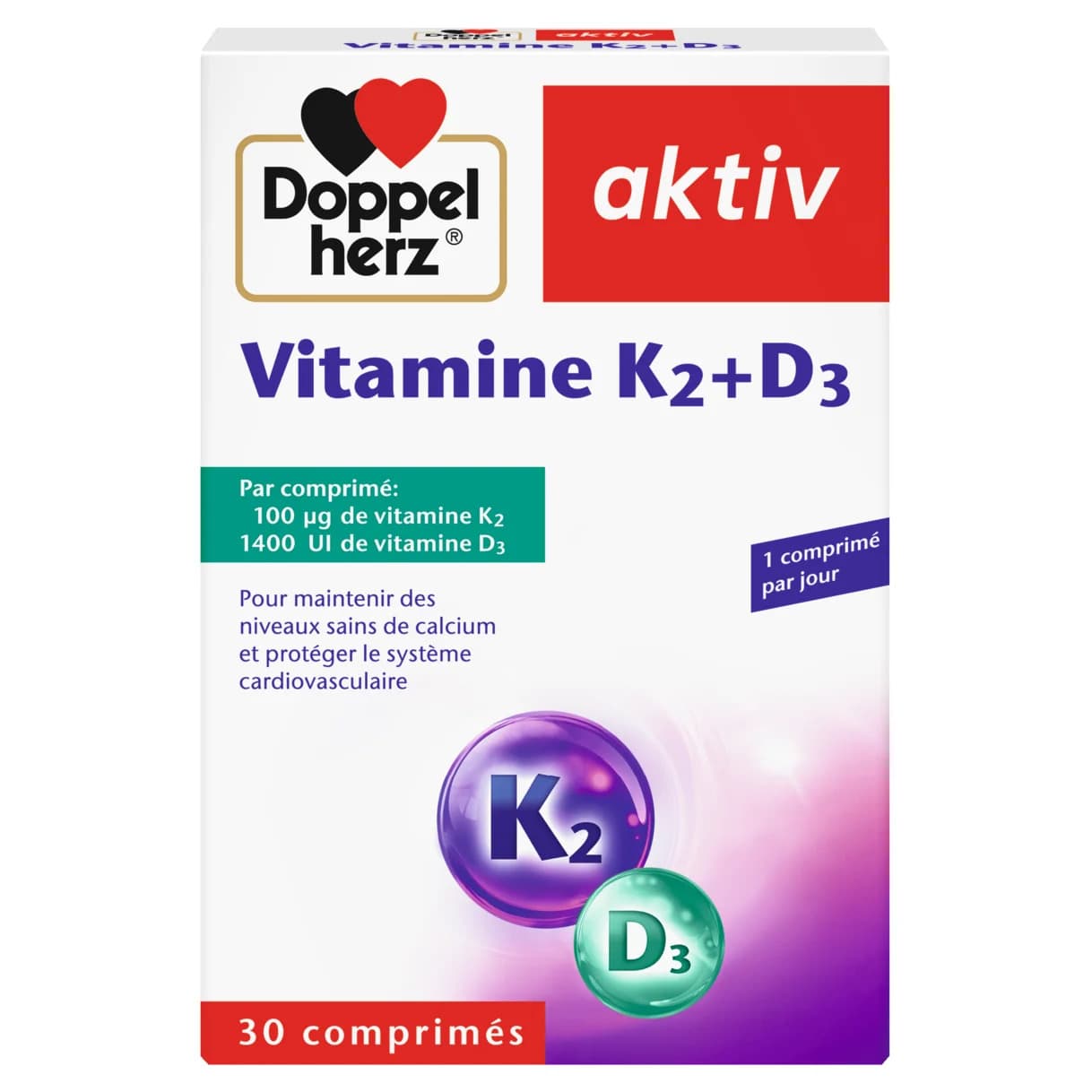 Aktiv Vitamine K2 + D3 30 Comprimes