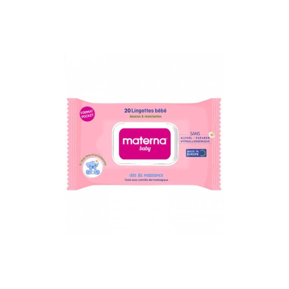 Materna Baby 20 Lingettes Bebe Rose