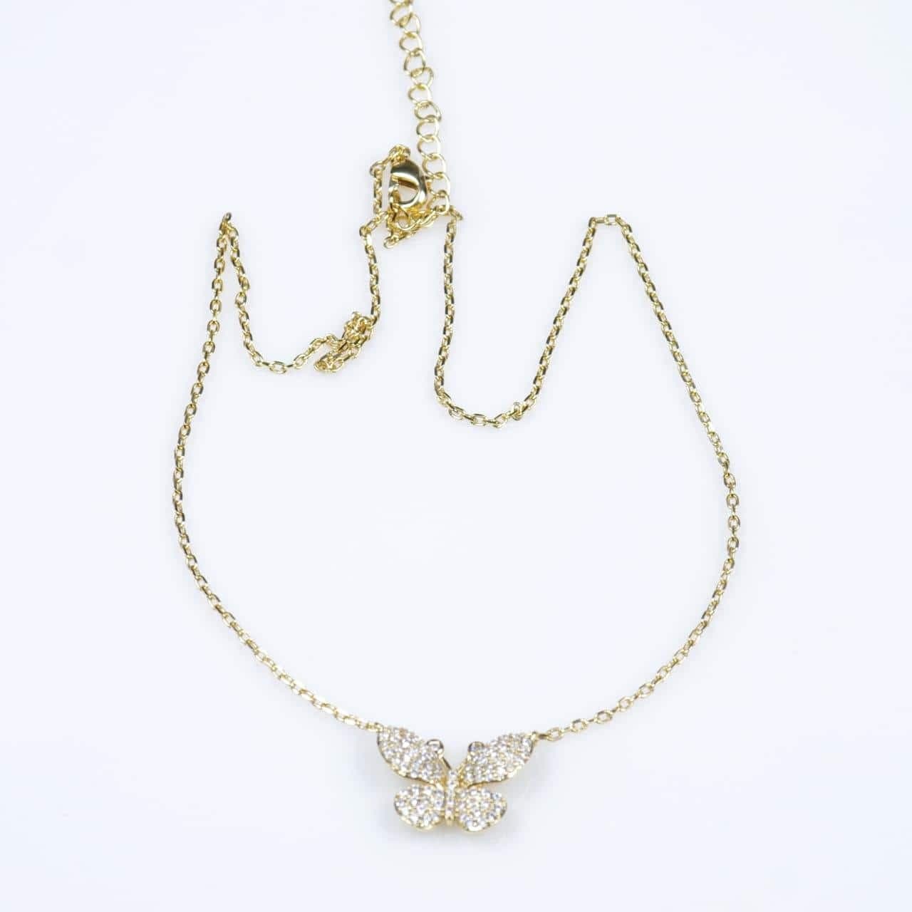 Premium Plaque Or Collier Papillon Argent Sn15058g18