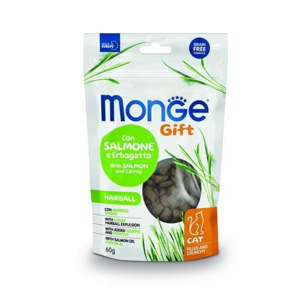 Mongegift Cat Hairb Salm/catnip 60g
