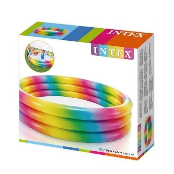 Jouet : Piscine Gonflable Rainbow Junior Intex -168 X 38cm 58449