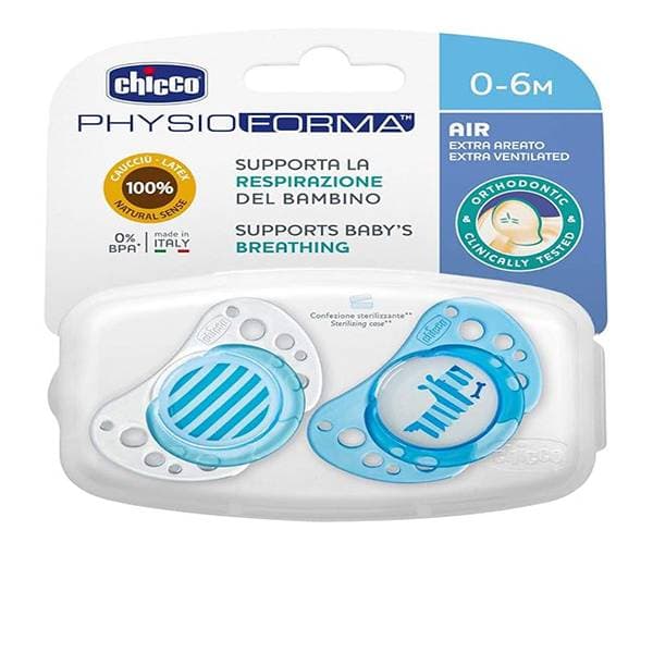 Chicco Physio Air Sucette 2 Pieces Bleu 0-6 M