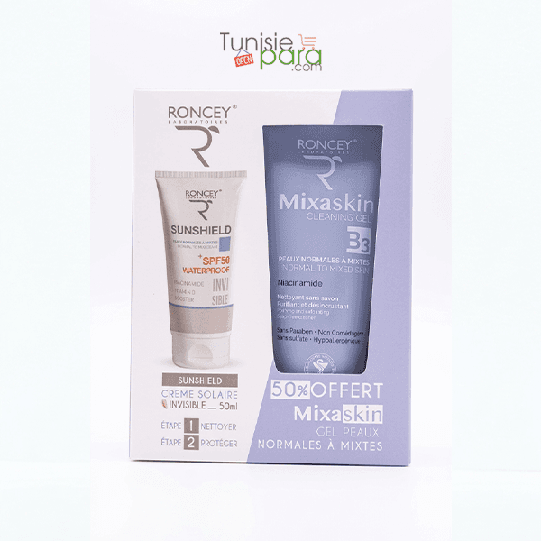 Roncey Coffret Sunshield Ecran Invisble Pnm 50ML+MIXASKIN GEL Nettoyant Pnm 200ML