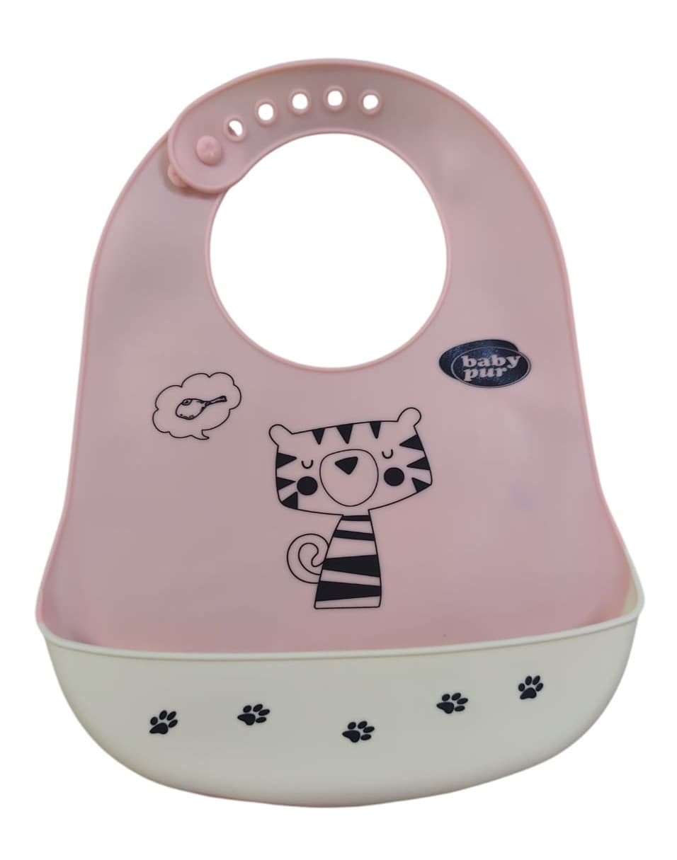 Baby Pur Bavoir Souple Avec Recuperateur Rose