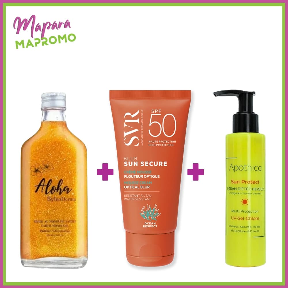 Trio Aloha Gold + SVR Blur + Apothica Sun Ecrans Solaires Pour Les Cheveux