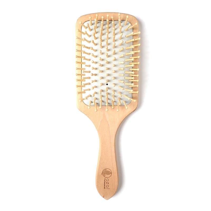 Azal Brosse Cheveux En Bois Carre Grand Modele Blanc