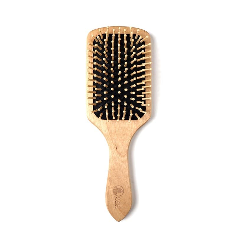 Azal Brosse Cheveux En Bois Carre Grand Modele Noir