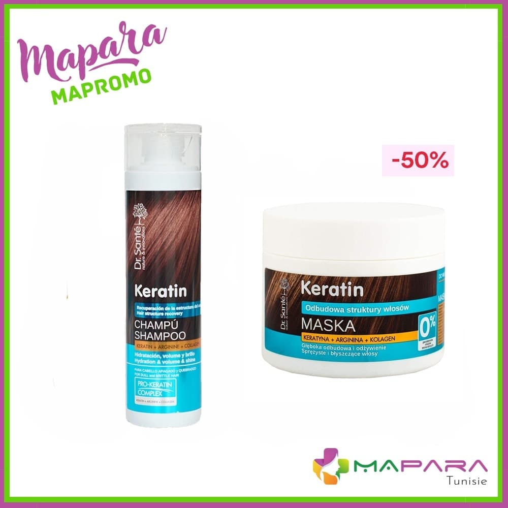 Dr Sante Keratin Shampooing Cheveux Abimes 250ml + -dr Sante Keratin Masque Cheveux Abimes 300ml (-50%)
