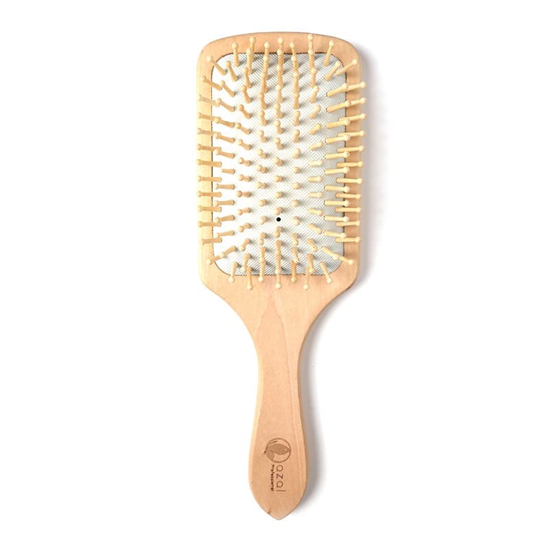 Azal Brosse Cheveux En Bois Carre Petit Modele Blanc