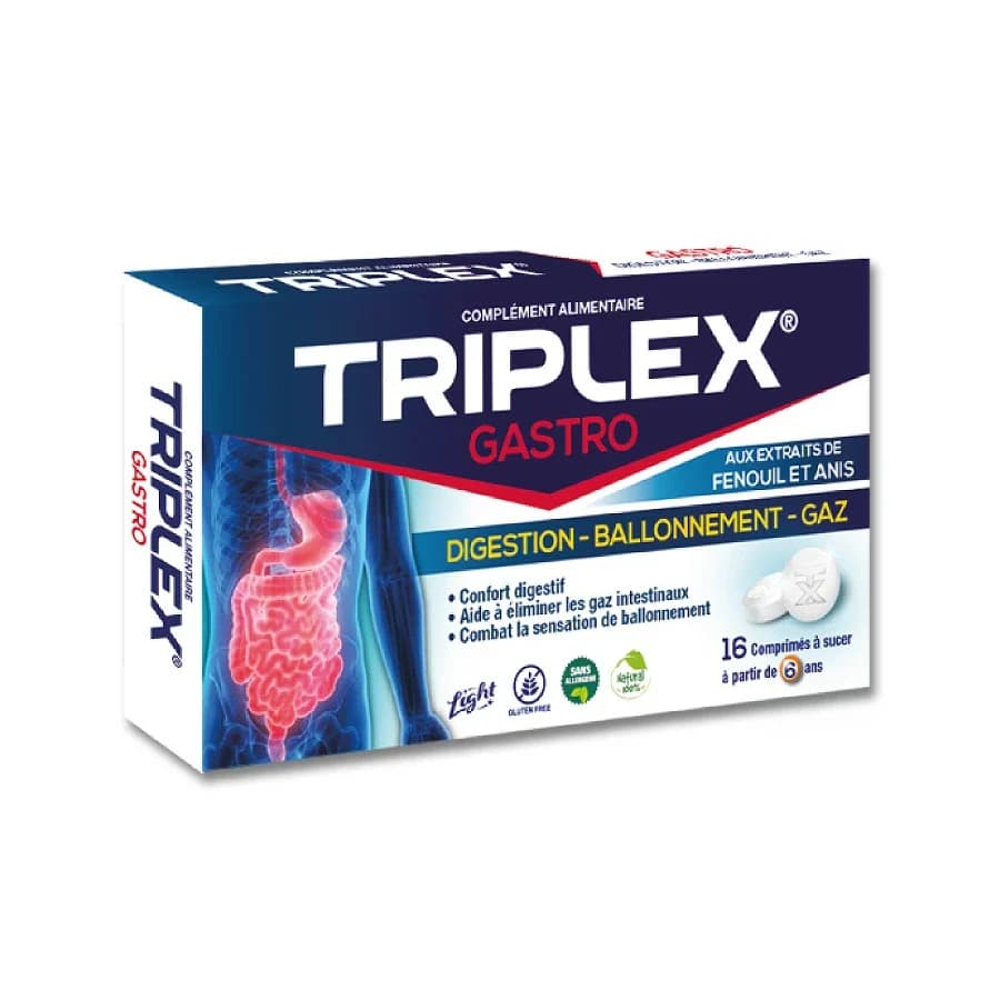 Triplex Gastro Digestion Ballonnement Gaz 16 Comprimes