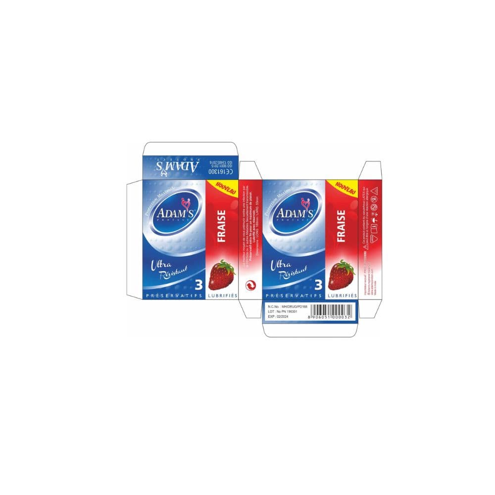 Adams Protect Paquet De 3 Preservatifs Fraise