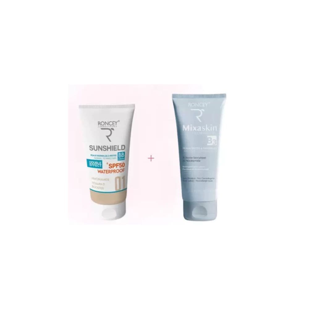 Roncey Coffret Sunshield Teinte 01 Spf50+ 50ml+Mixaskin GEL B3 Normales A Mixtes 200ml (-50%)