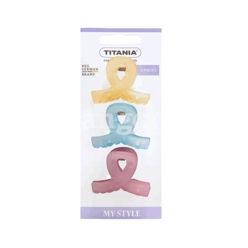 Titania Pinces A Griffes Givree Jaune Bleue Rose 3 Pieces 4CM Ref 8201