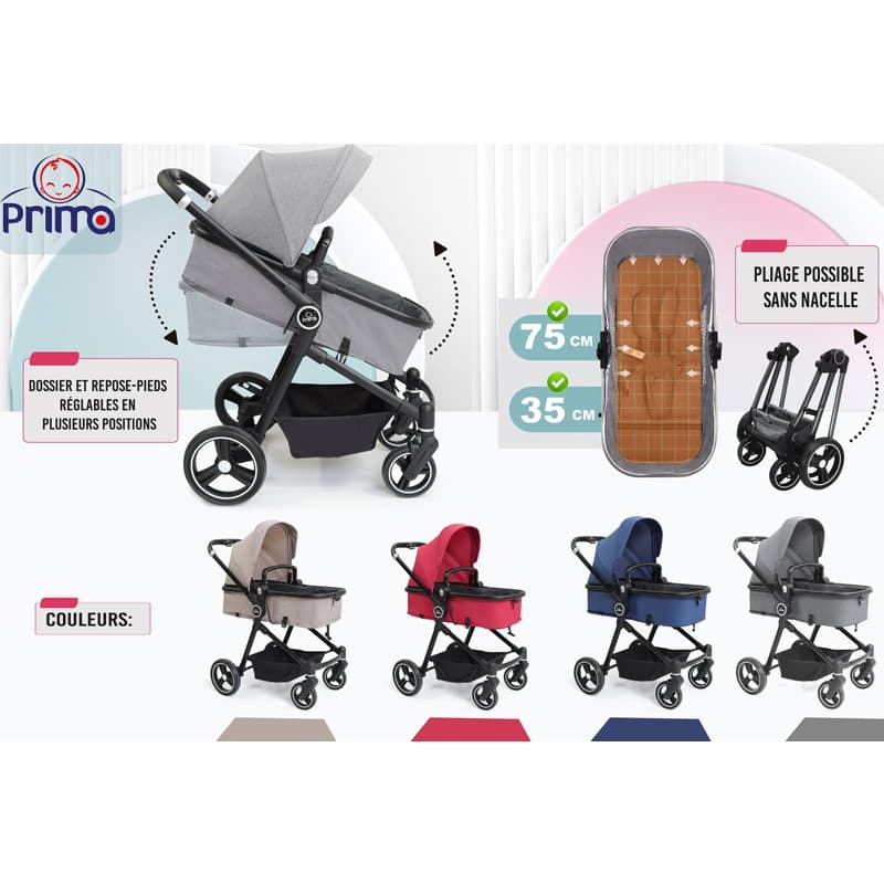Prima Baby Poussette Bebe Amelia Rouge