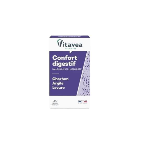 Vitavea Confort Digestif Charbon Levure Argile 45 Gelules (date Proche 06/2026)