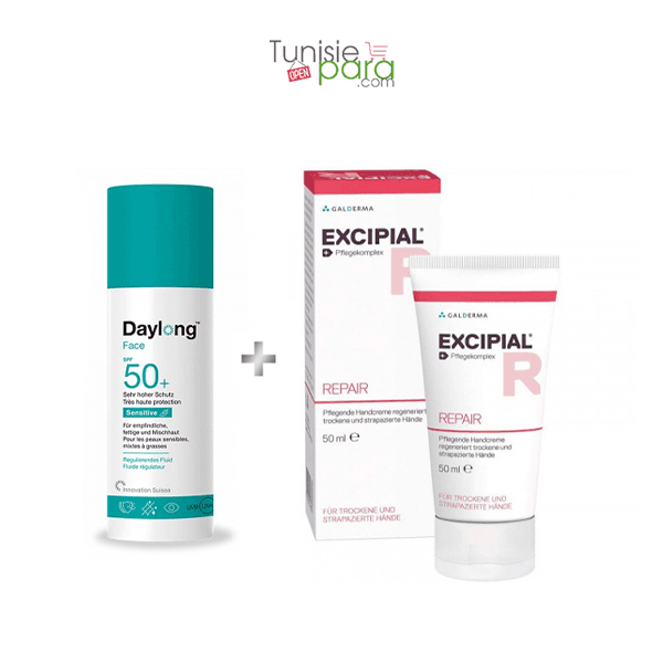 Daylong Face SPF 50+ Teinte Light Medium 50ML+EXCIPIAL Repair Sensitive Creme Mains 50ML Offert