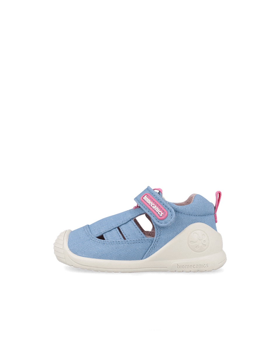 Sandales Premiers Pas Biomecanics – Toile Denim Bleue Et Rose Pastel Ref: 262179-A371