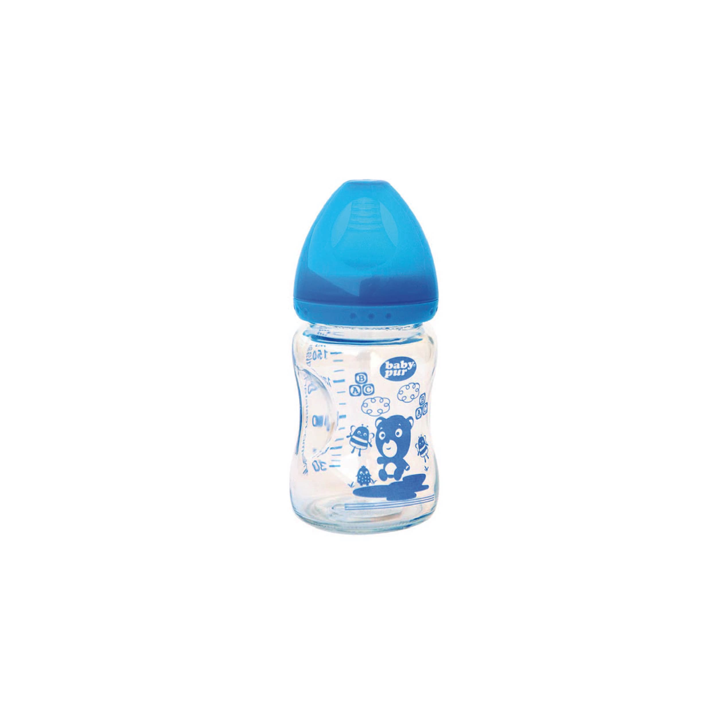 Baby Pur Biberon En Verre Bleu 150ml