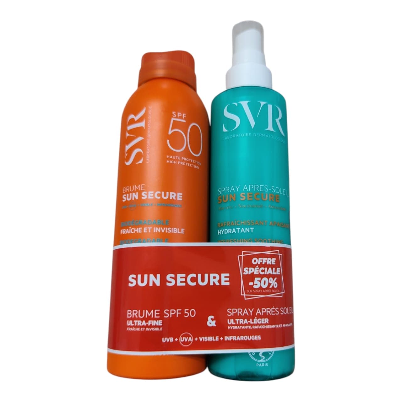 SVR Sun Secure Brume Spf50 + Sun Secure Spray Apres Soleil 200ml -50% (date Exp 09/2026)