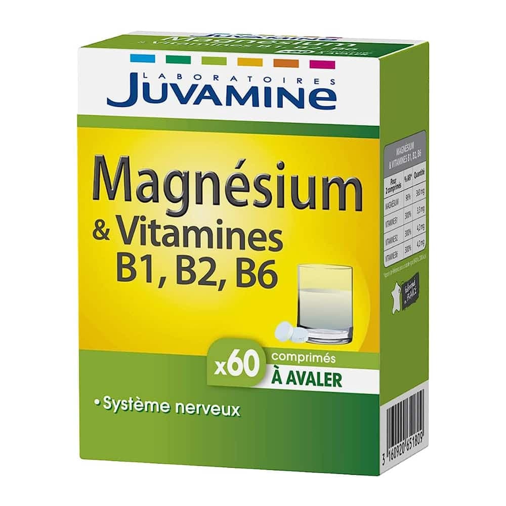 Juvamine Magnesium Vitamines B1, B2, B6 60 Comprimes
