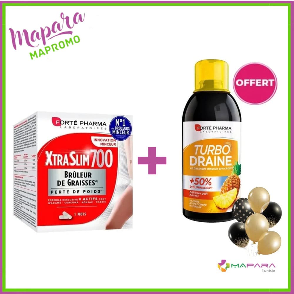 Forte Pharma Xtraslim 700 120 Gelules + Forte Pharma Turbodraine Ananas 500ml (offert)