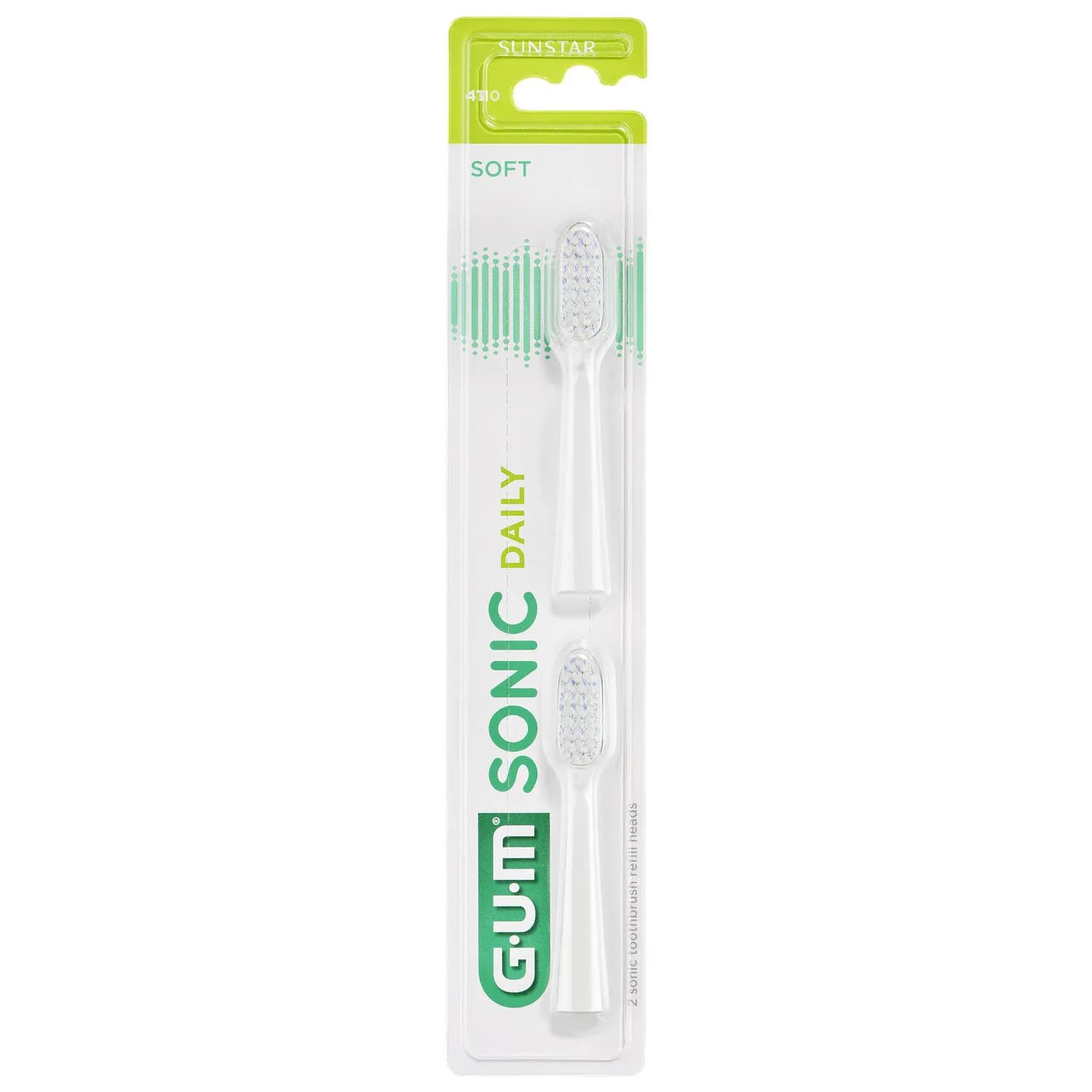 Gum Sonic Daily Recharges Brosse A Dents Blanche Souple, 2 Unites 4110