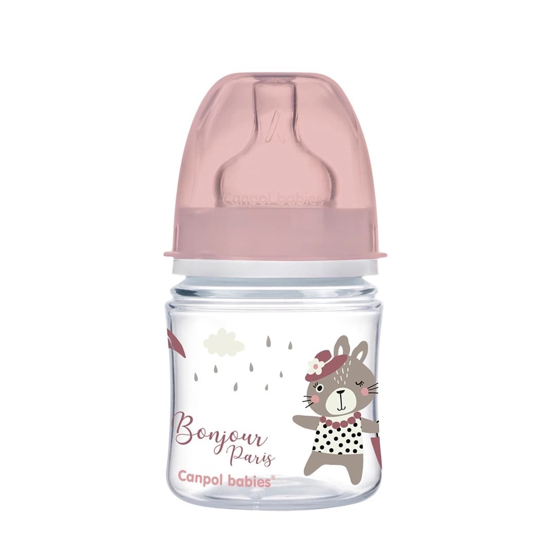 Canpol Babies Biberon Anti Colique Col Large 120ML Bonjour Paris Rose 35/231