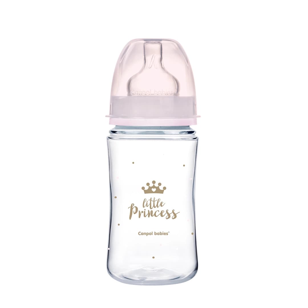 Canpol Babies Biberon Anti Colique Col Large 240ml Royal Baby Rose 35/234