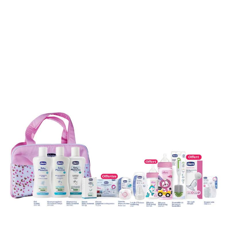 Chicco Sac De Maternite Maman Et Bebe 12 Articles + Sac Offert (rose)