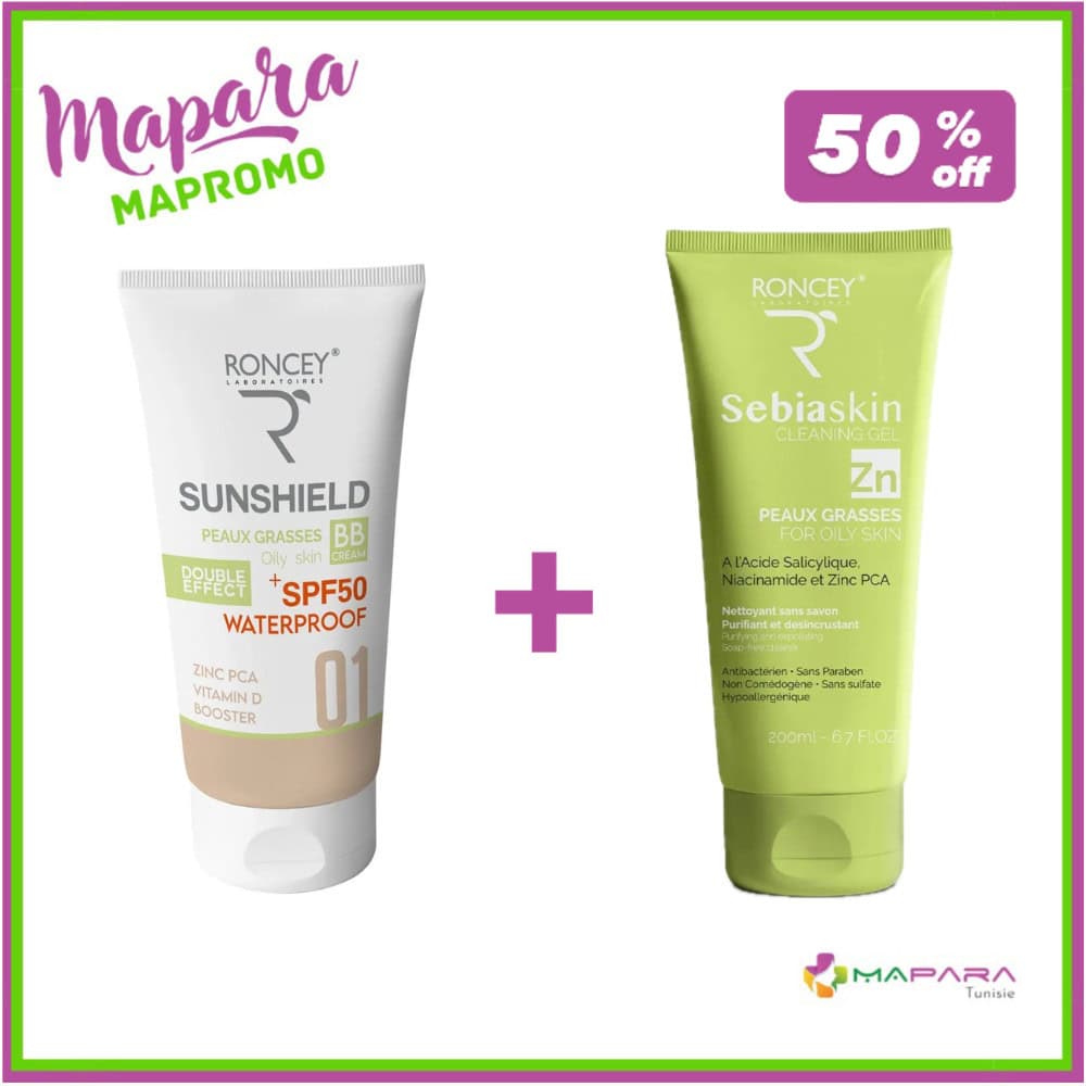 Roncey Coffret Sunshield Teinte 01 Et Sebiaskin Pour Peaux Grasses -50%