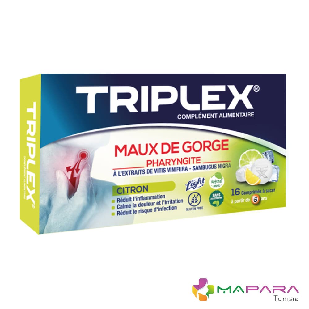 Triplex Maux De Gorge Citron 16 Comprimes