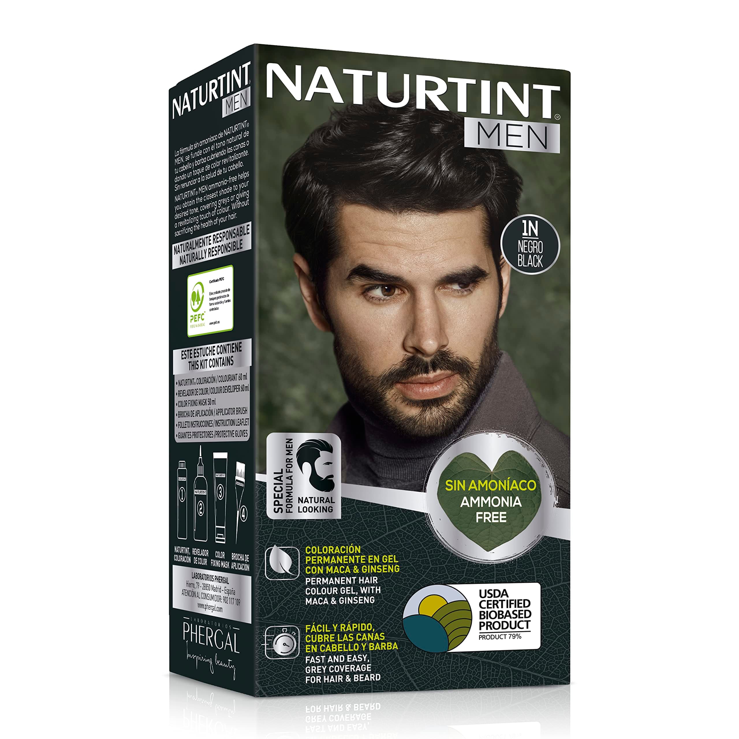 Naturtint Men GEL Colorant Permanent 1N Noir 150ml