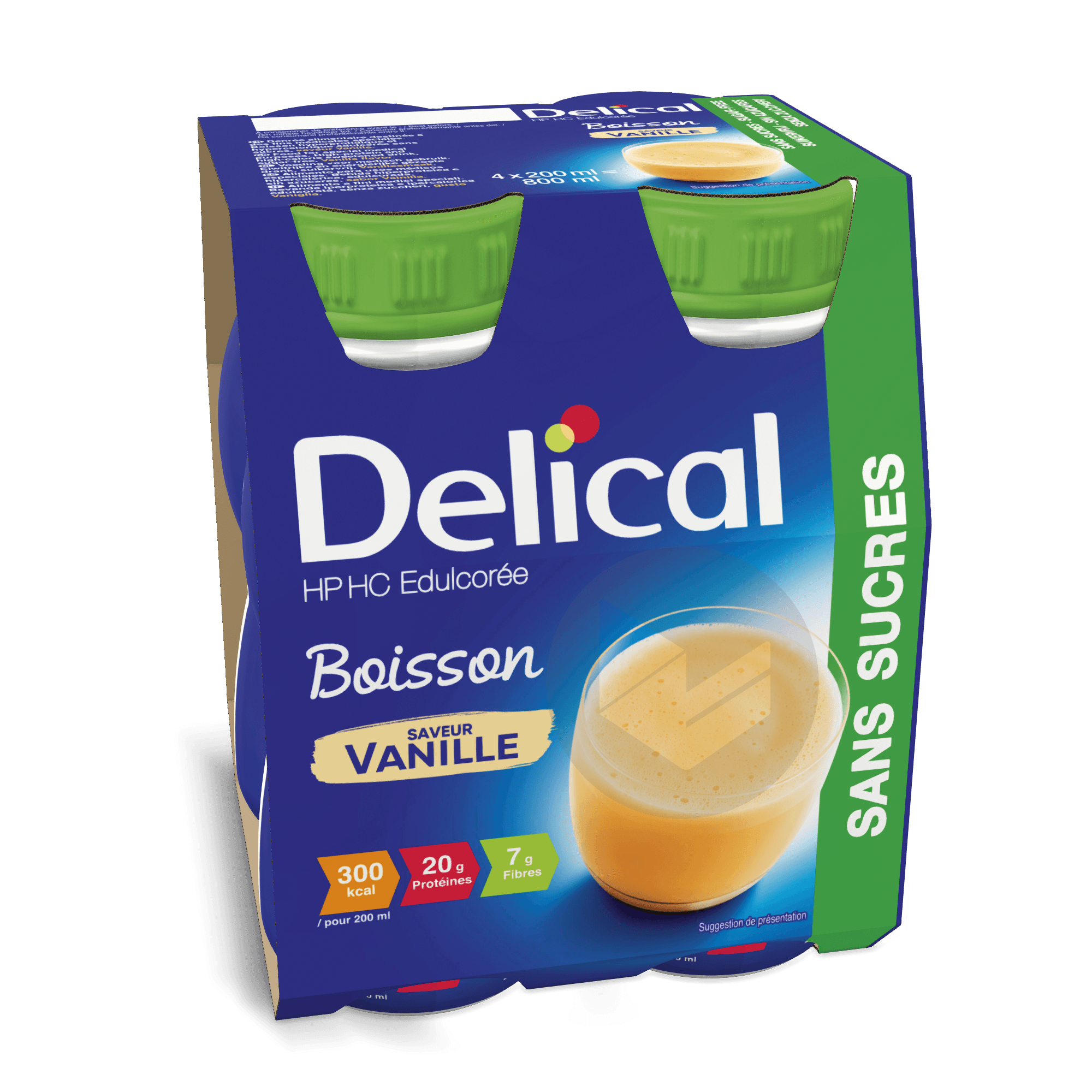 Delical Boisson Hp Hc Sans Sucres Saveur Vanille 4 X 200ml