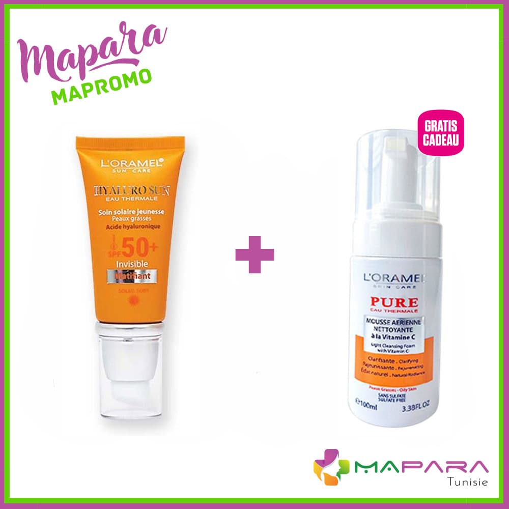 L’oramel Ecran Solaire Matifiant Spf50+ 40ml + Mousse Nettoyante Vitamine C 100ml Offerte