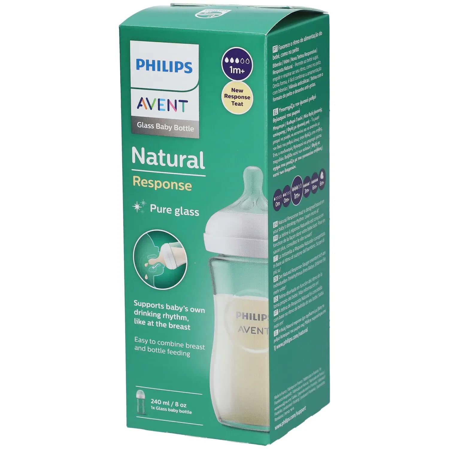 Avent Natural Response Biberon En Verre 1M+ 240 ML