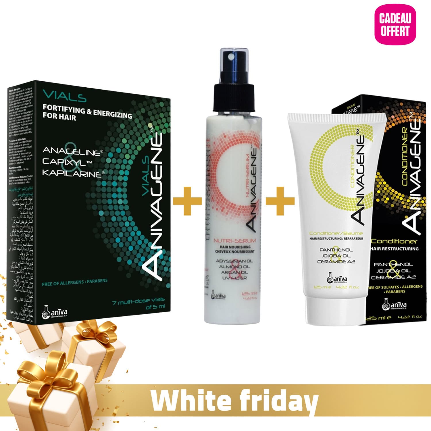 Anivagene Ampoule 7 × 5ml + Serum Nutritive 125ml + Conditionneur 125ml (offert)