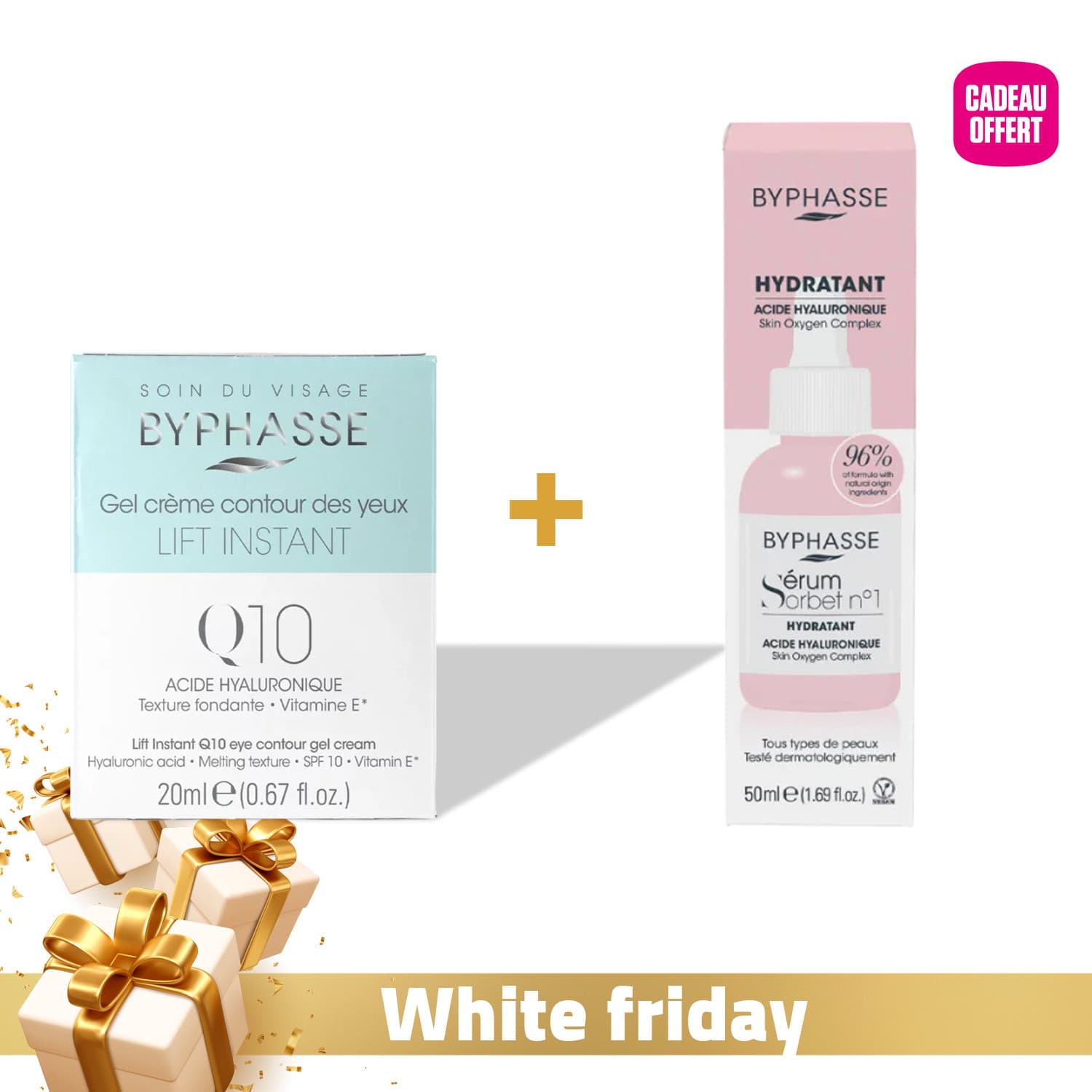Byphasse GEL Creme Lift Instant Q10 Contour Des Yeux 20ml + Byphasse Serum Sorbet Hydratant 50ml Offert