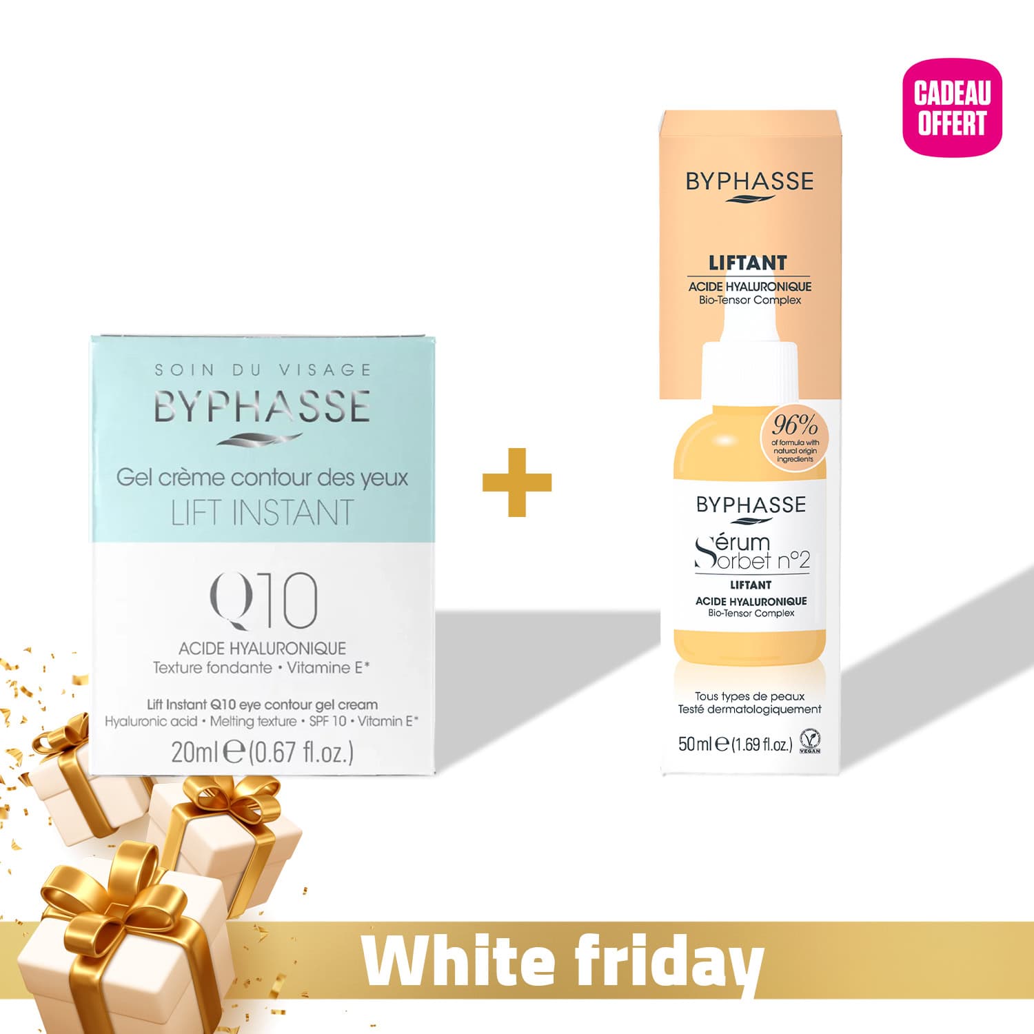 Byphasse GEL Creme Lift Instant Q10 Contour Des Yeux 20ml + Byphasse Serum Sorbet Liftant 50ml Offert