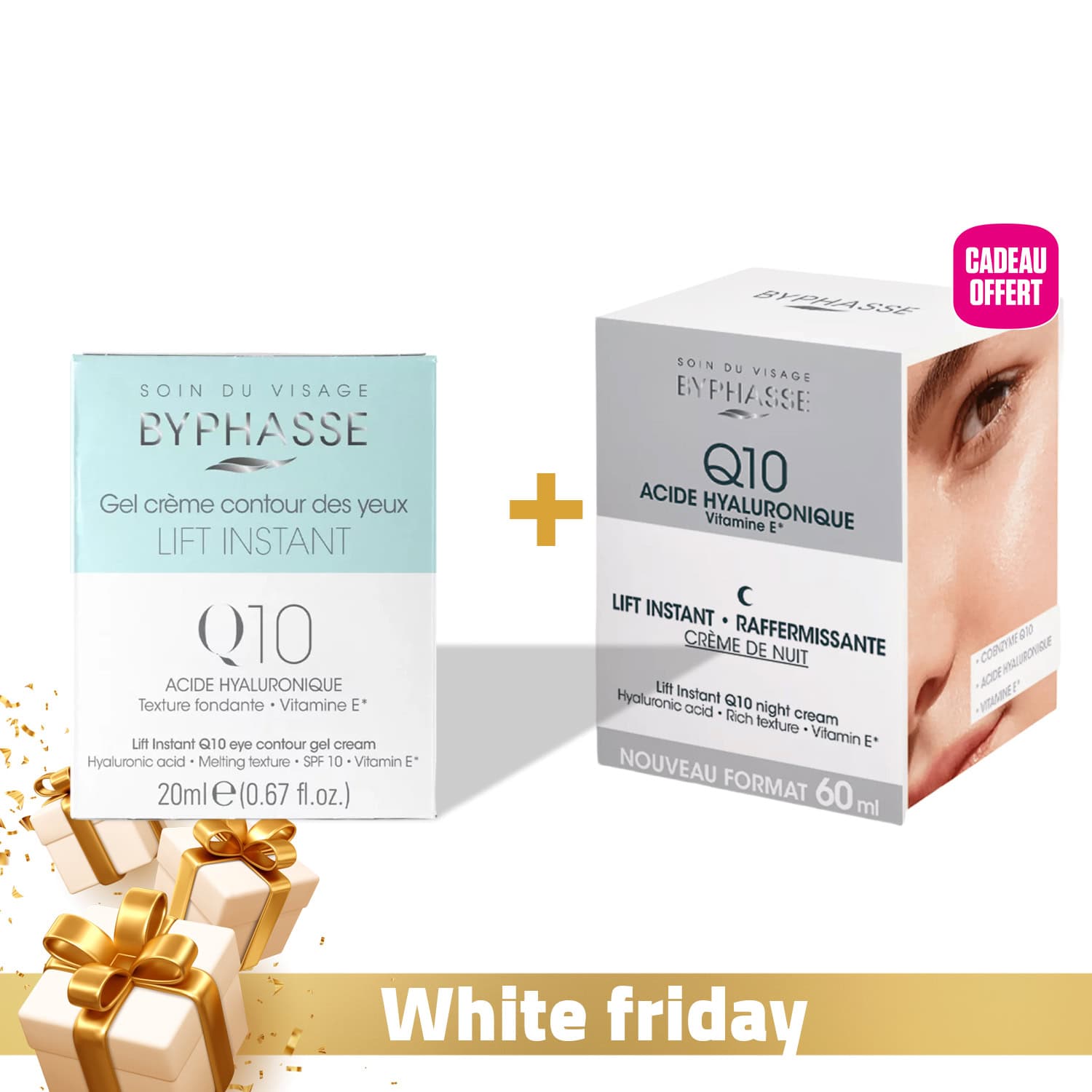 Byphasse GEL Creme Lift Instant Q10 Contour Des Yeux 20ml + Byphasse Creme Lift Instant Q10 Soin De Nuit 60ml Offert