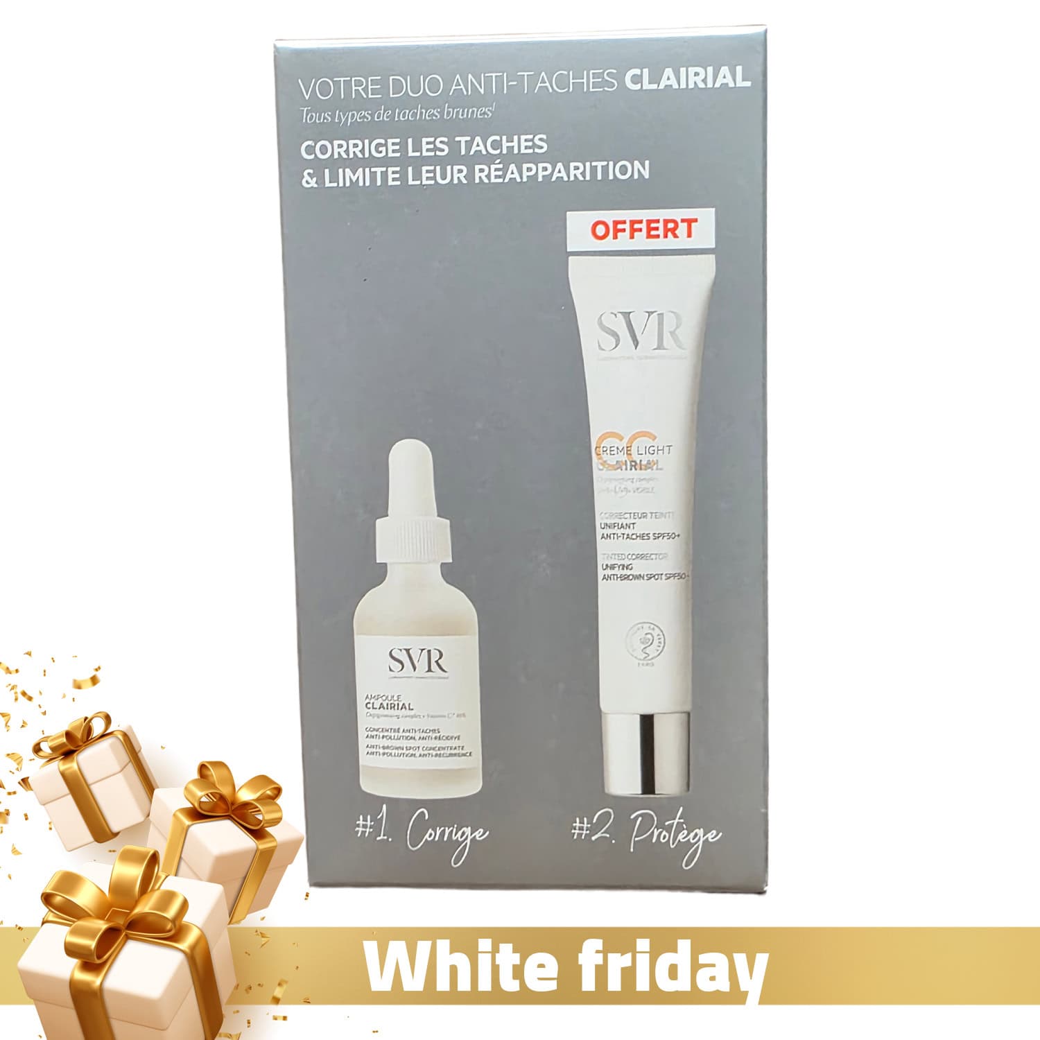 Coffret Clairial (ampoule Concentre Anti-taches) + CC Creme Light Spf50+ Offerte