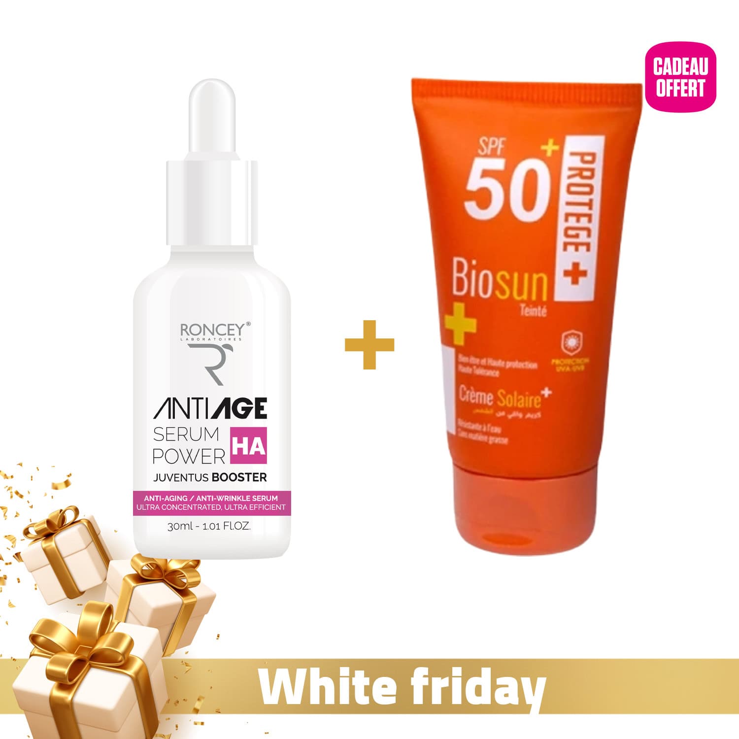 Roncey Hydraskin Serum Anti-age HA + Ecran Teinte Offert