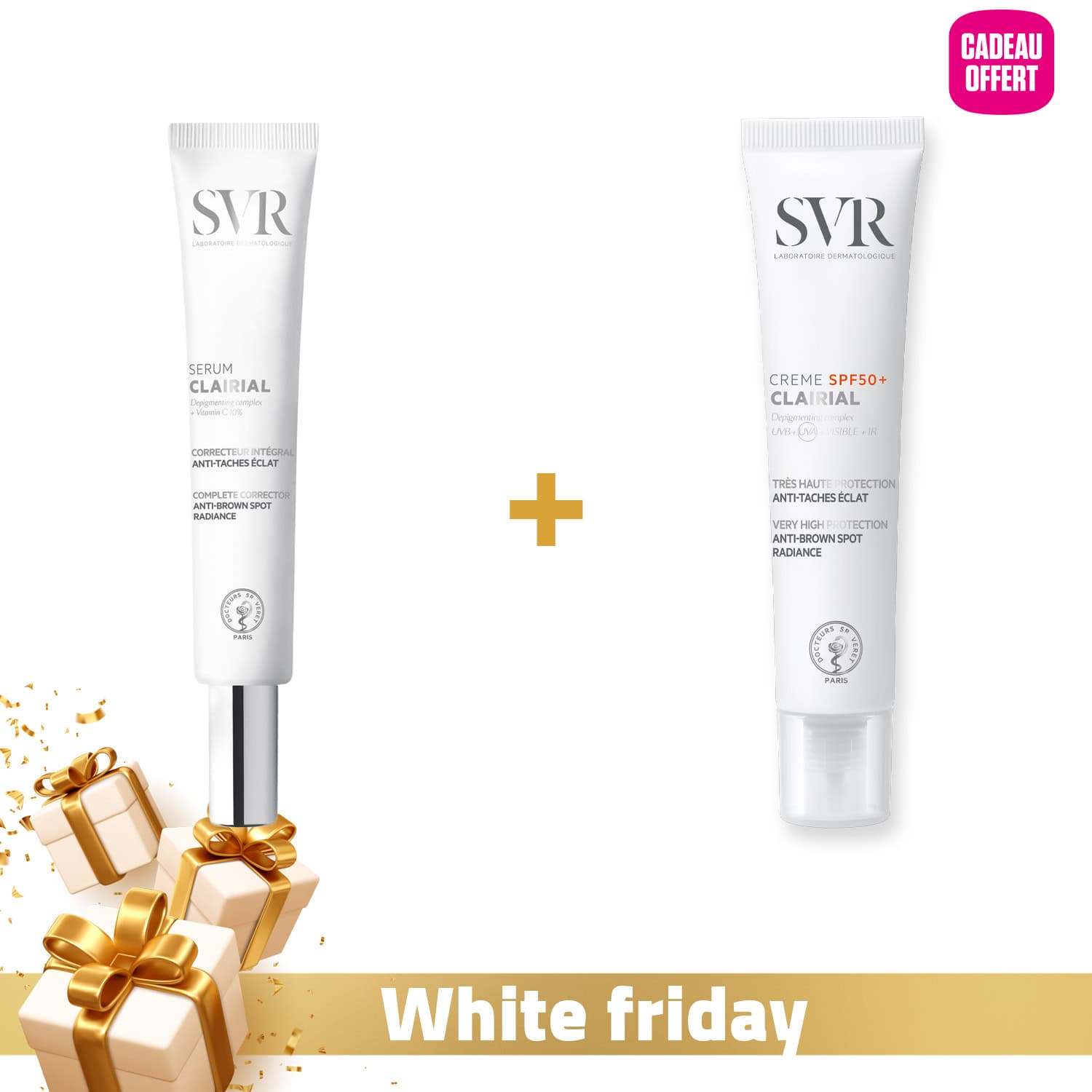 SVR Clairial Serum Correcteur Integral Anti-taches Eclat 30ml + SVR Clairial Creme Solaire Anti-taches Spf50+ 40ml