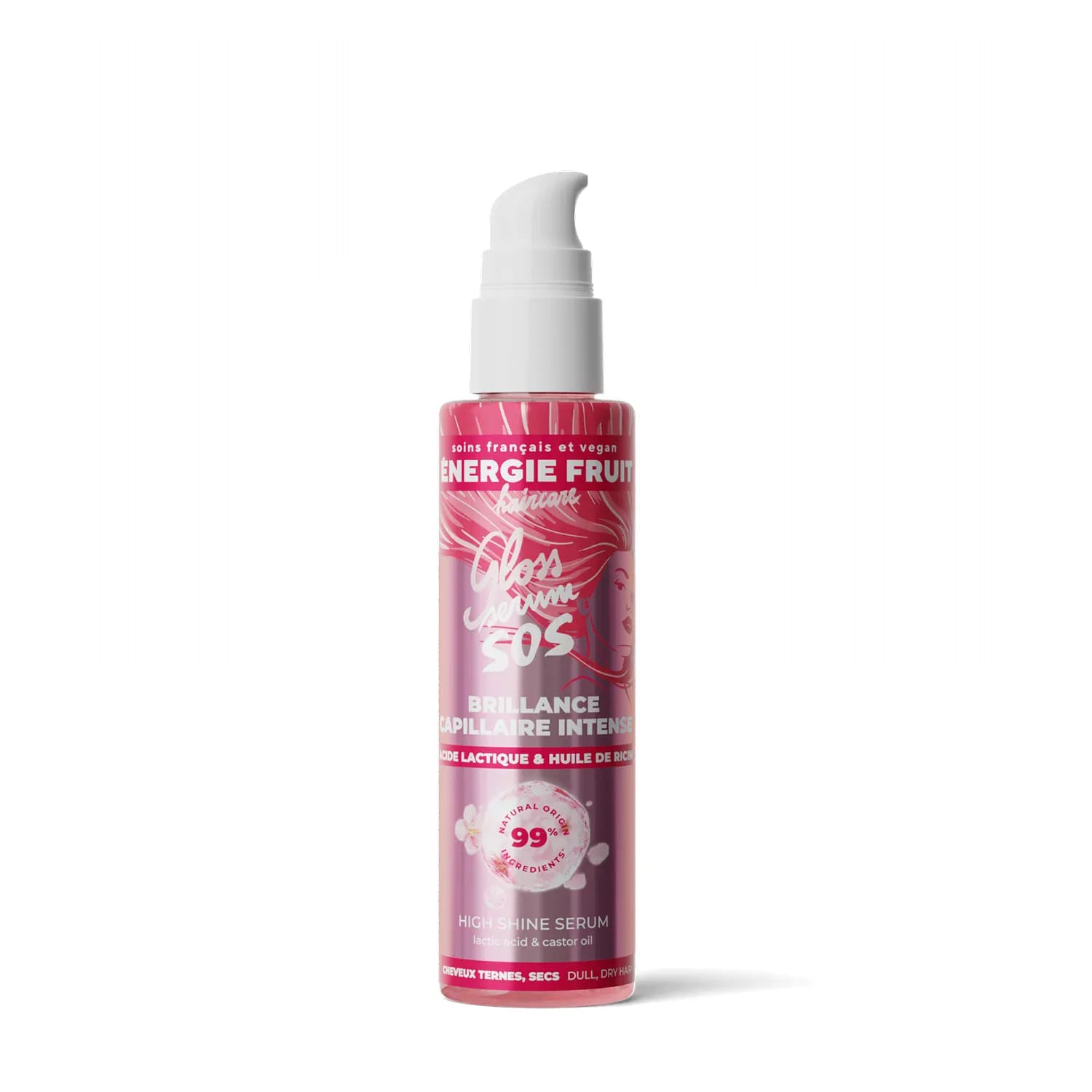 Energie Fruit Serum Capillaire Sos Gloss Brillance Intense Acide Lactic Et Huile De Ricin 75ml