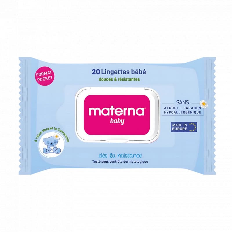 Materna Lingettes Bebe Bleu 20 Pcs