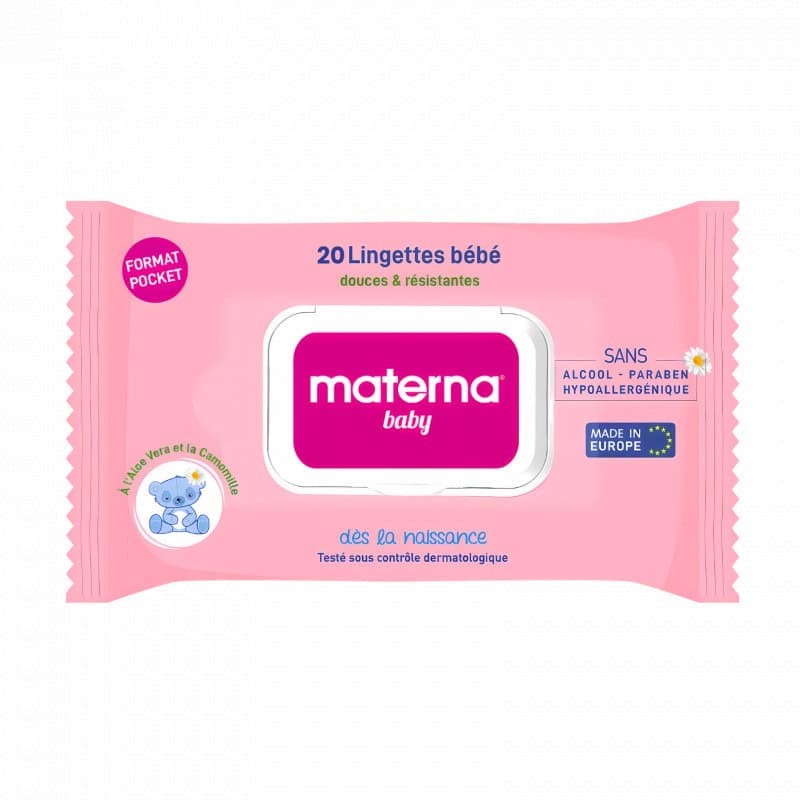 Materna Lingettes Bebe Rose 20 Pcs