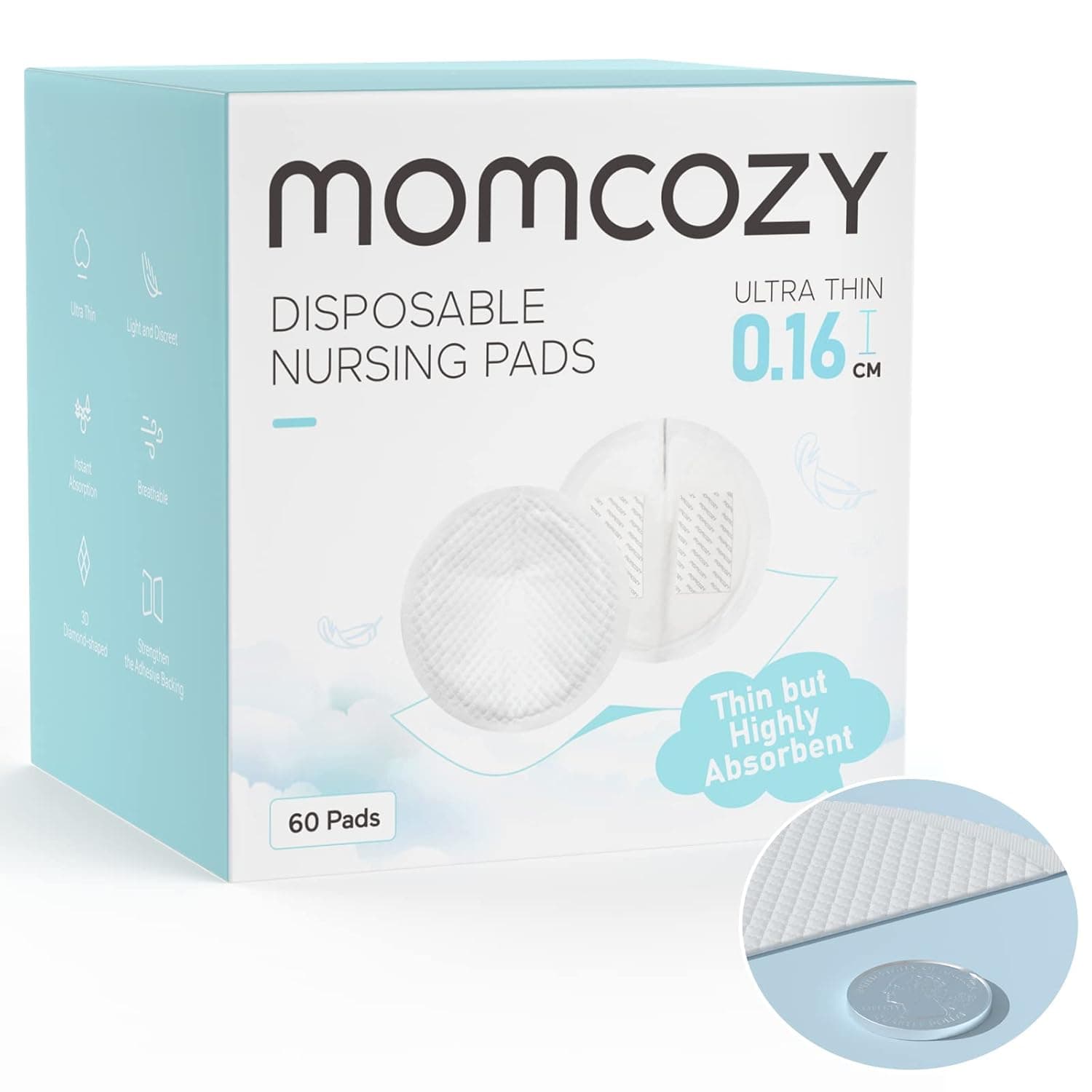 Momcozy 60 Coussinets D’allaitement Jetables Ultra-fins