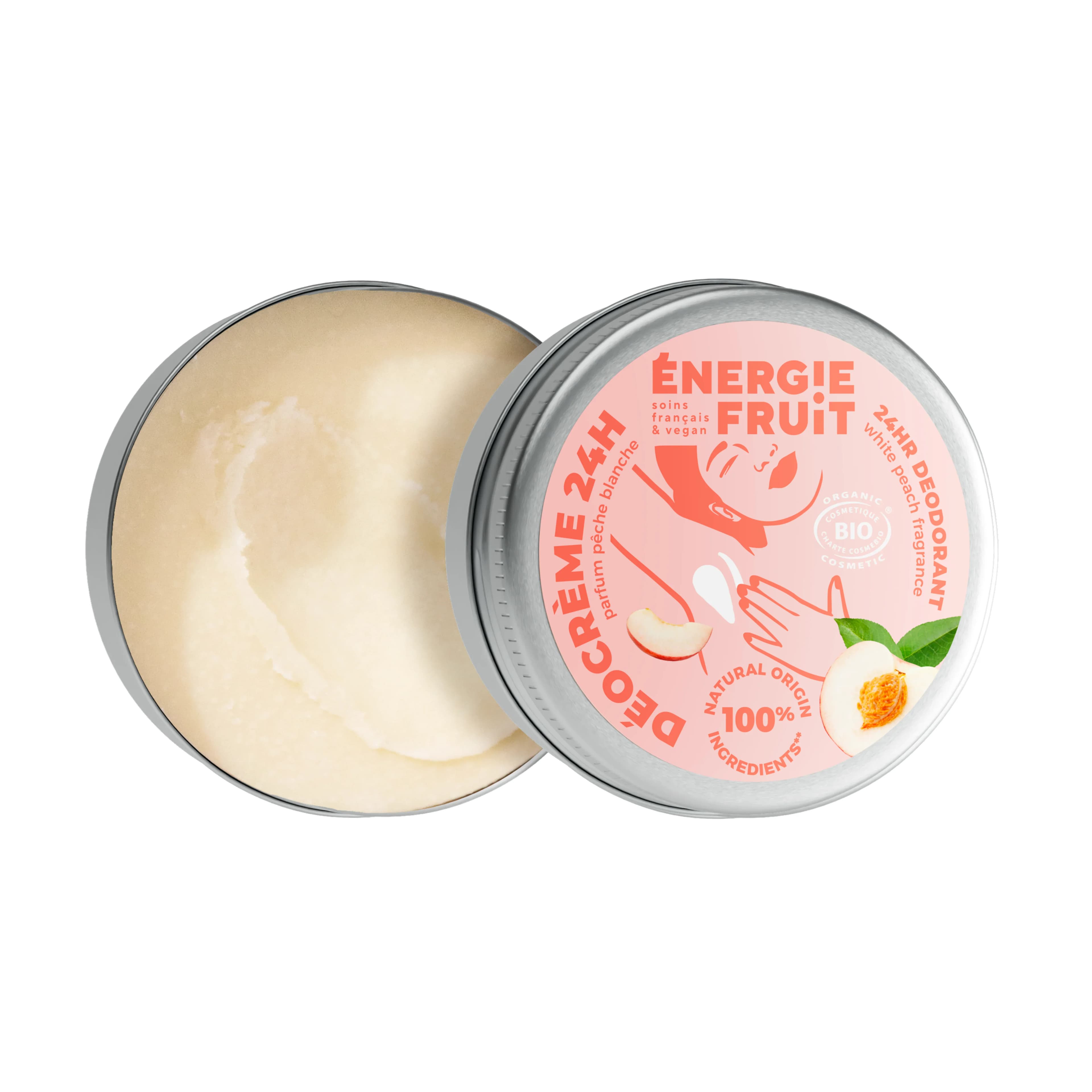 Energie Fruit Deocreme 48H Parfum Peche Blanche Bio 45g