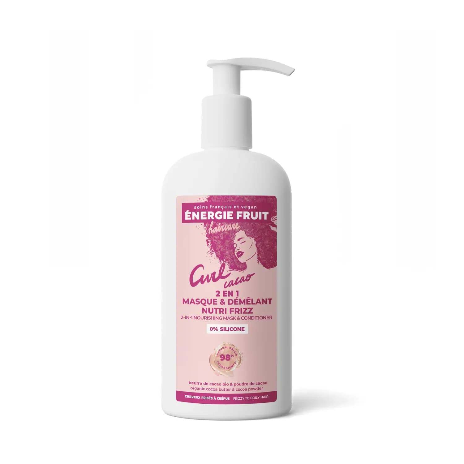 Energie Fruit 2en1 Masque Demelant Nutri Intense Beurre De Cacao Bio Poudre De Cacao 300ml