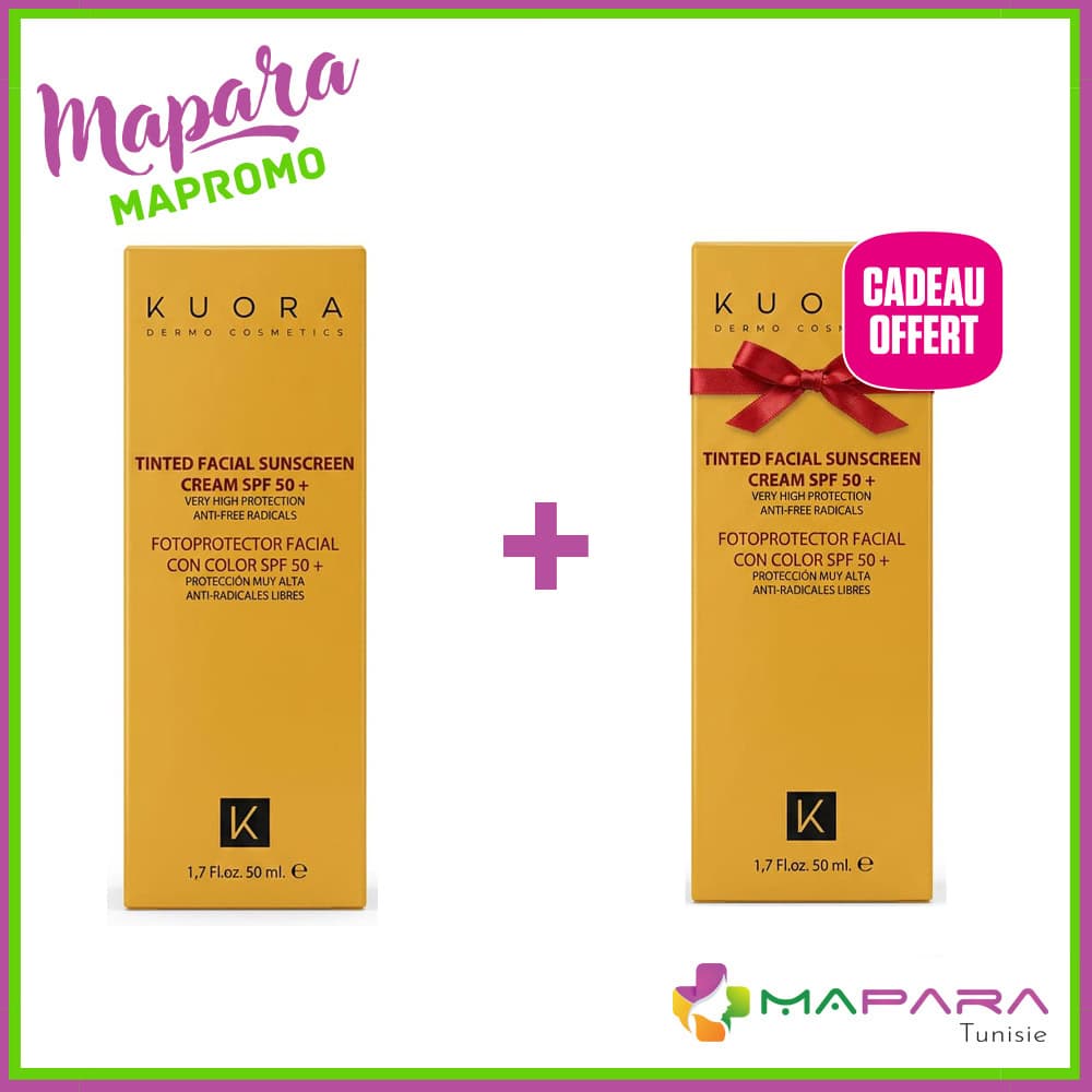 Kuora Ecran Spf50+ Teinte Anti‑taches Peaux Sensibles 50 ML – 1 Achete = 1 Offert