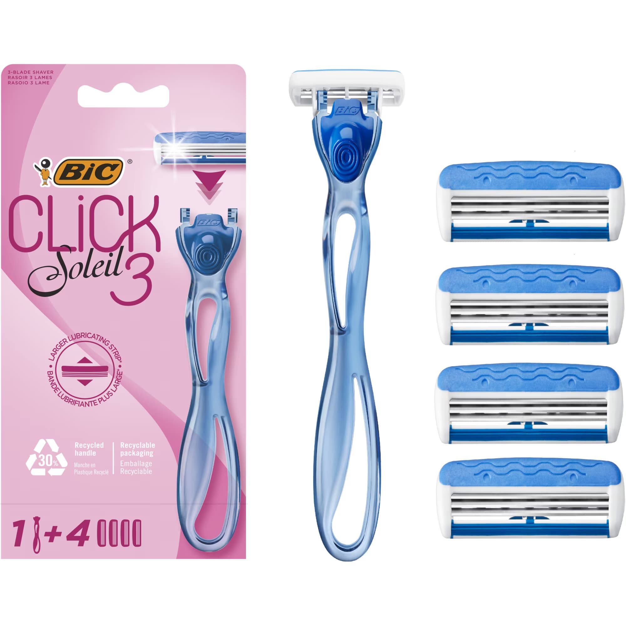 Bic Click 3 Soleil Rasoirs 3 Lames + 4 Recharges